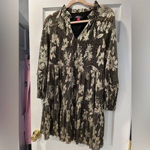 Vince Camuto Textured Floral Print Dress
